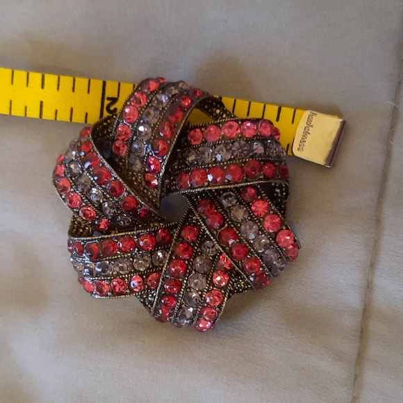 Monet, Red, Pink, And Clear Rinestones Brooch - Picture 5 of 5